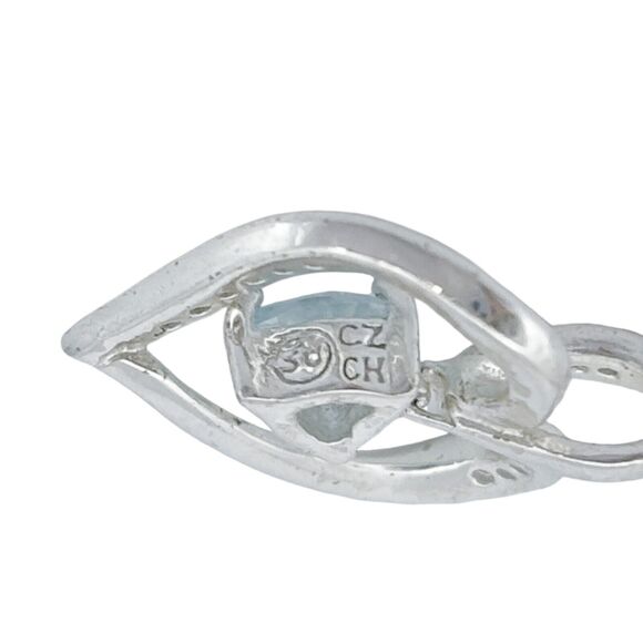 Vintage SU Sterling Silver 925 1.6cm Topaz Cubic Zirconia Heart Pendant - Picture 5 of 8